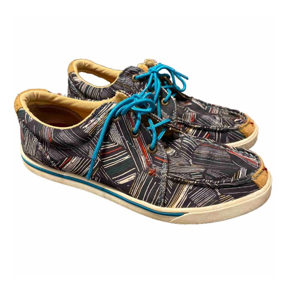 Twisted X Hooey Lopers Shoes Women’s Size 7.5 Blue‎ and Black Lace Up Aztec